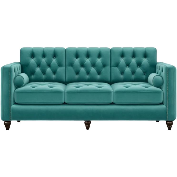 Square teal three-seater sofa  emoji