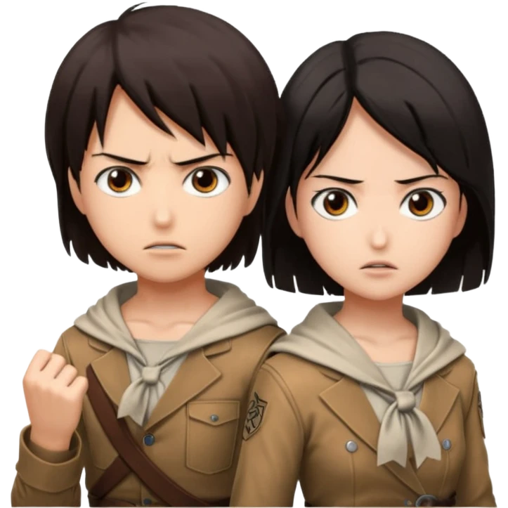 Attack On Titan, Eren Yeager and Mikasa emoji
