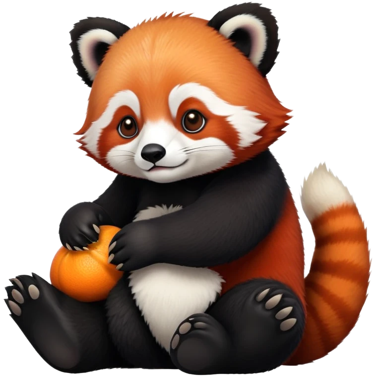 Small red panda perched on a large panda bear emoji