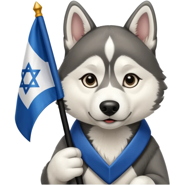 husky holding a hebru flag emoji