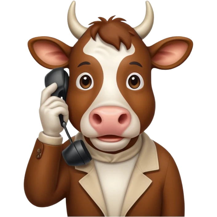 Italian cow meme talking on the phone emoji
