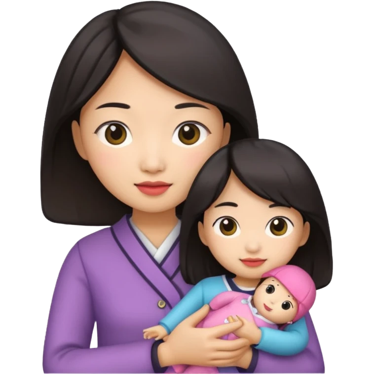 asian woman holding  doll emoji