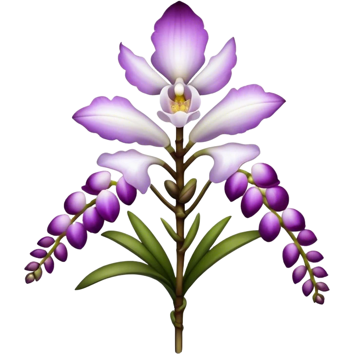 single white purple Rhynchostylis Orchid, 
straight stem emoji