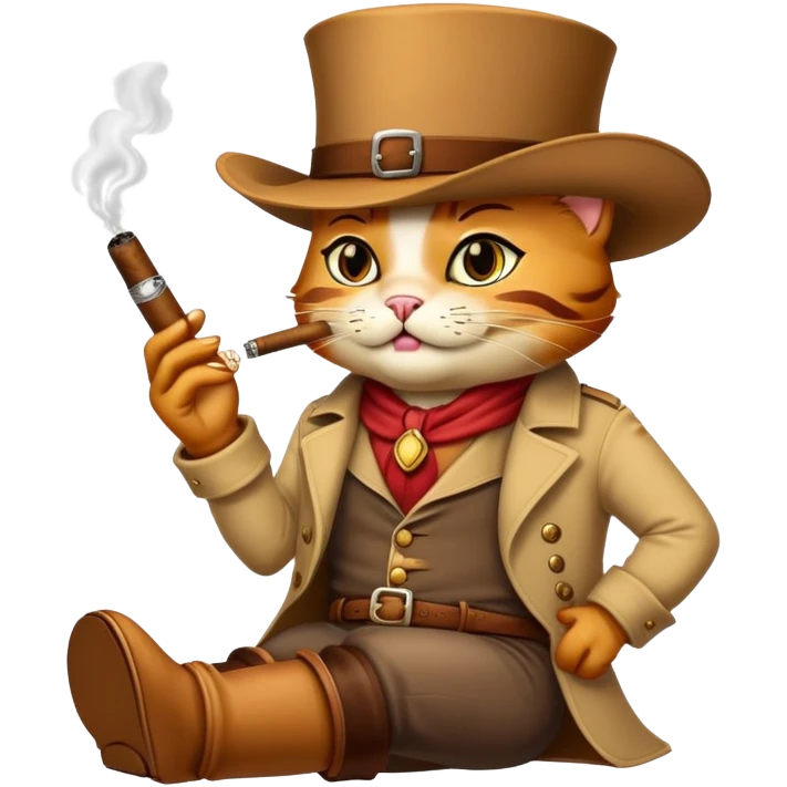 Puss in Boots nervously smokes emoji