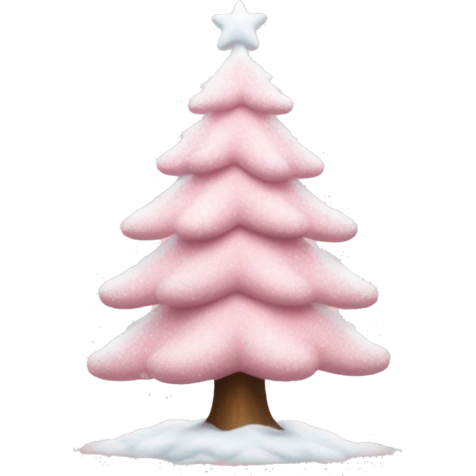 baby pink christmas tree with snow on top emoji