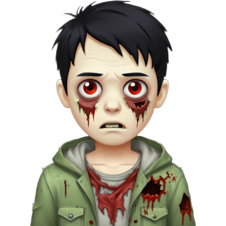 Boy zombie with black hair emoji