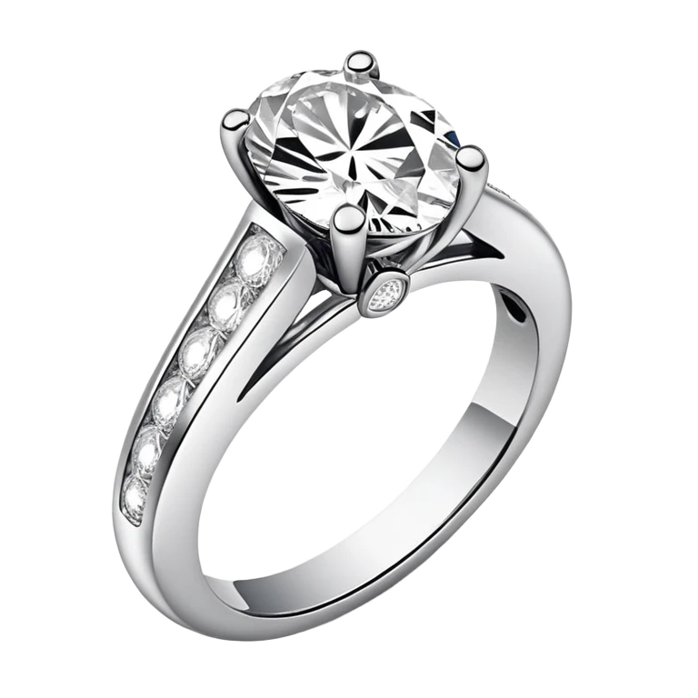 Oval Engagement ring diamond channel set band  emoji