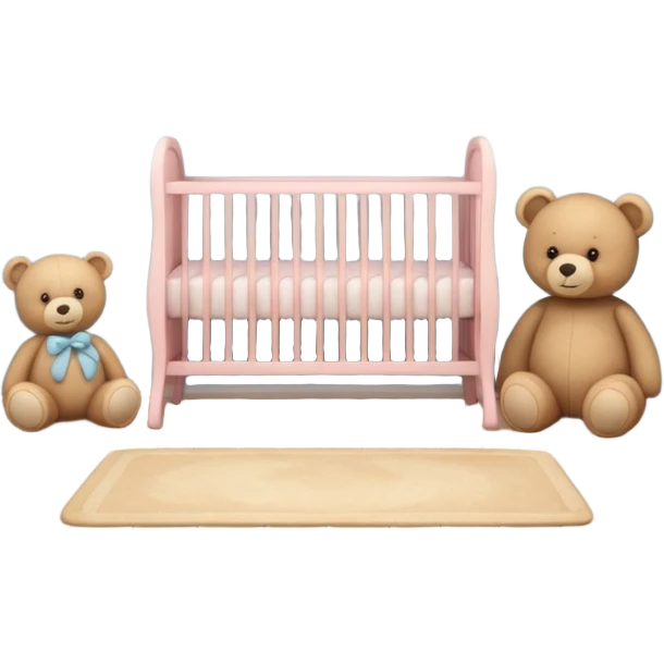 baby room, Cozy baby room with crib and teddy bear emoji