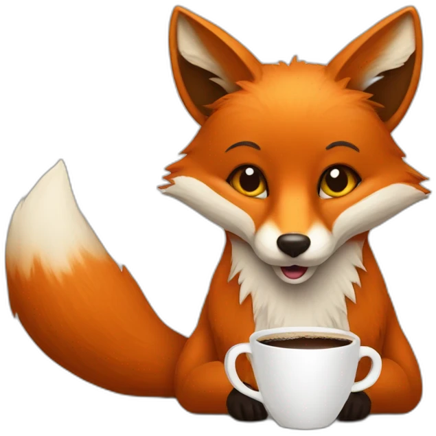 Fox with coffee emoji