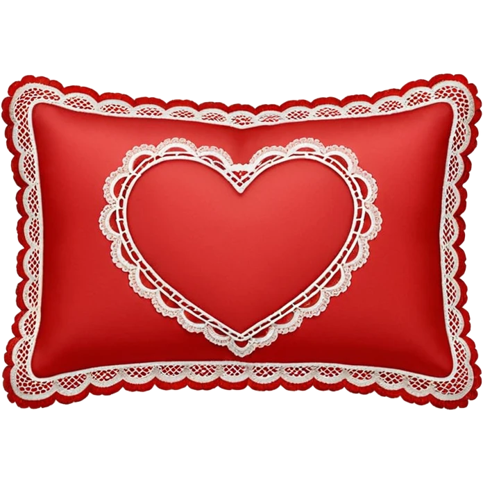 Rectangular happy Valentine’s Day pillow with lace edges emoji