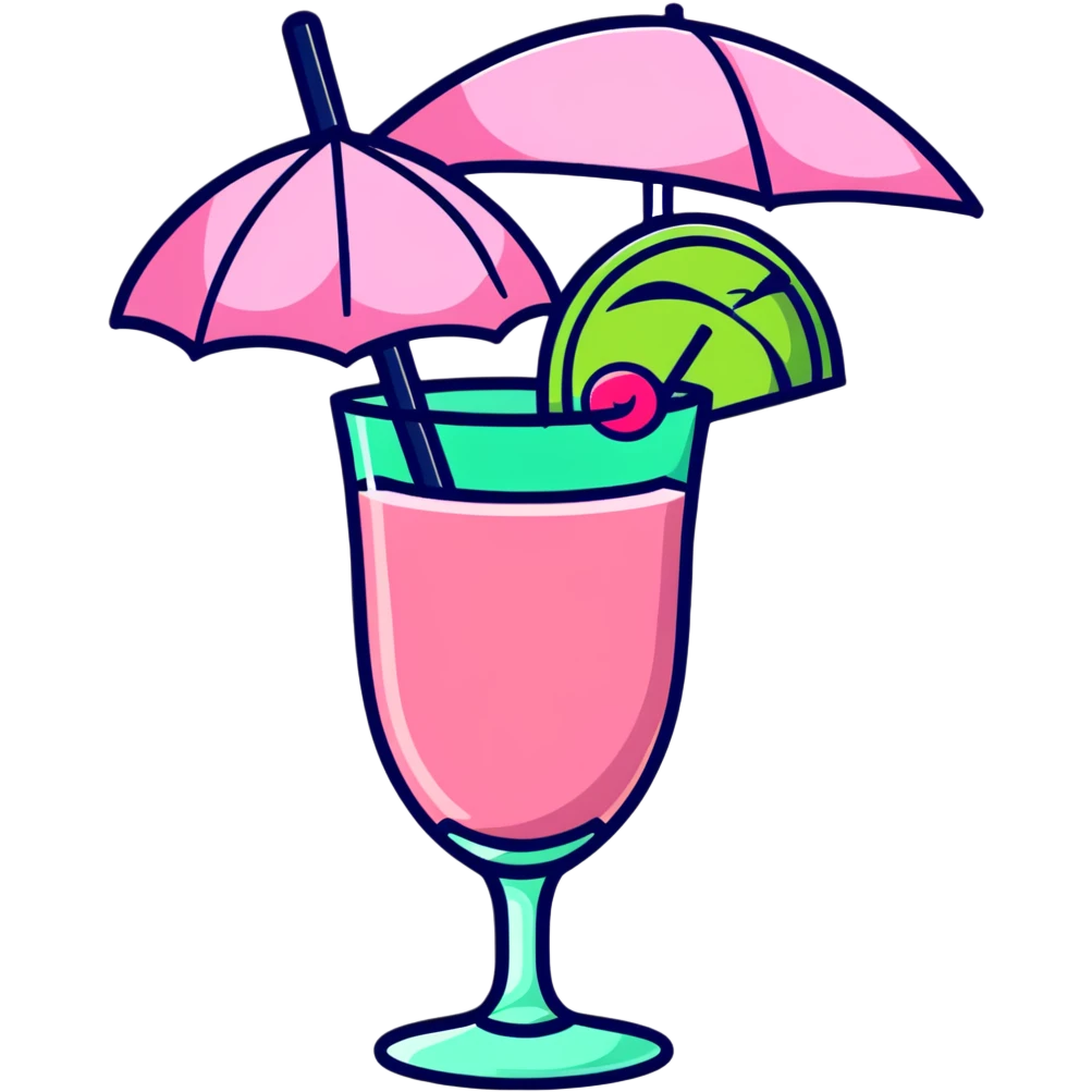 Pink tropical cocktail with umbrella garnish emoji