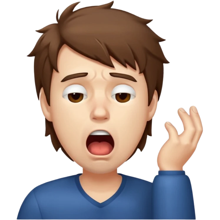 Weak man with disheveled hair yawning emoji