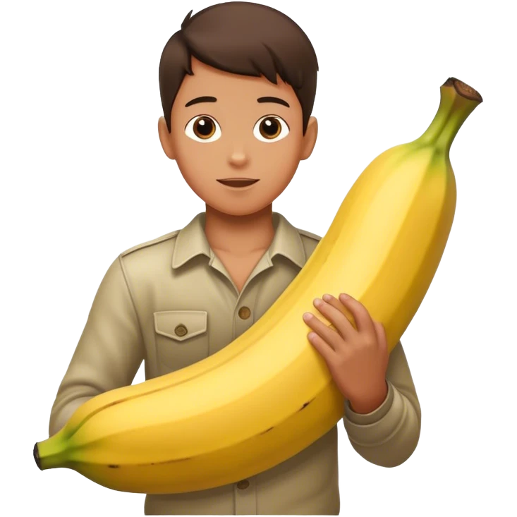 A boy with a massive bannana emoji