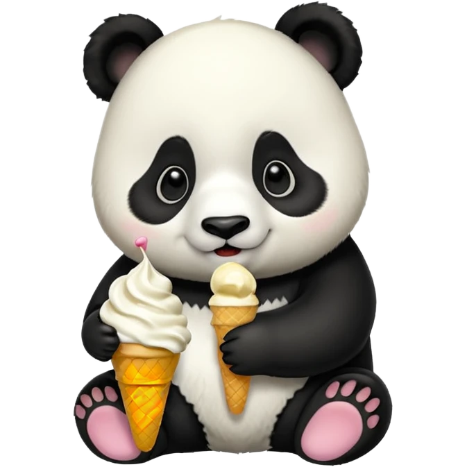 Panda eating ice cream emoji