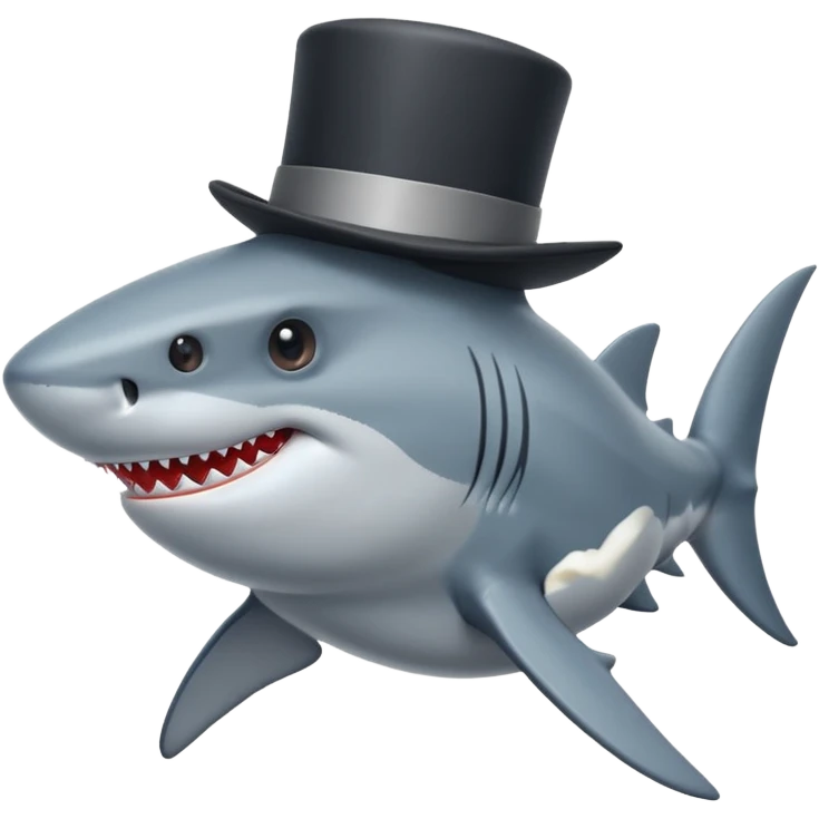 Shark with a top hat emoji