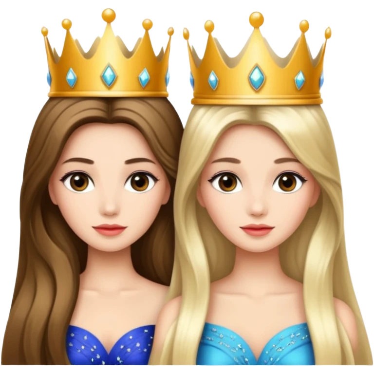 two beautiful girls with crowns and very long hair miss universe emoji