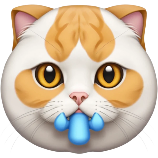 o fata bruneta cu ochii inchisi care tine in brate un scotish fold alb cu ochii galbeni  emoji