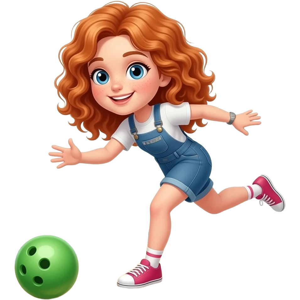 Fille rousse bouclés tâches de rousseur Bowling emoji
