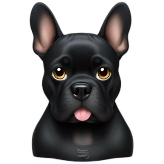 Black french buldog with phone  emoji