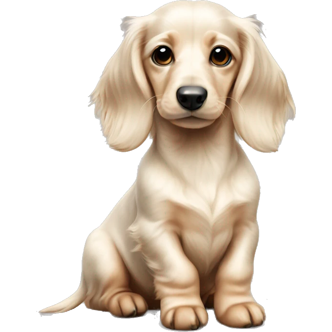 white cream colors long haired dachshund puppy sit emoji