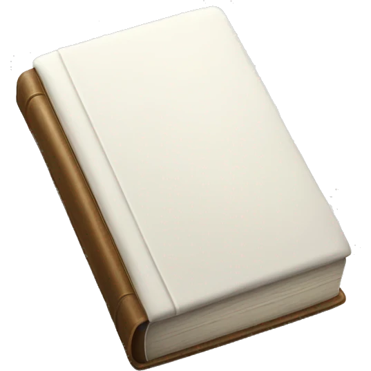 closed book standing, white cover emoji