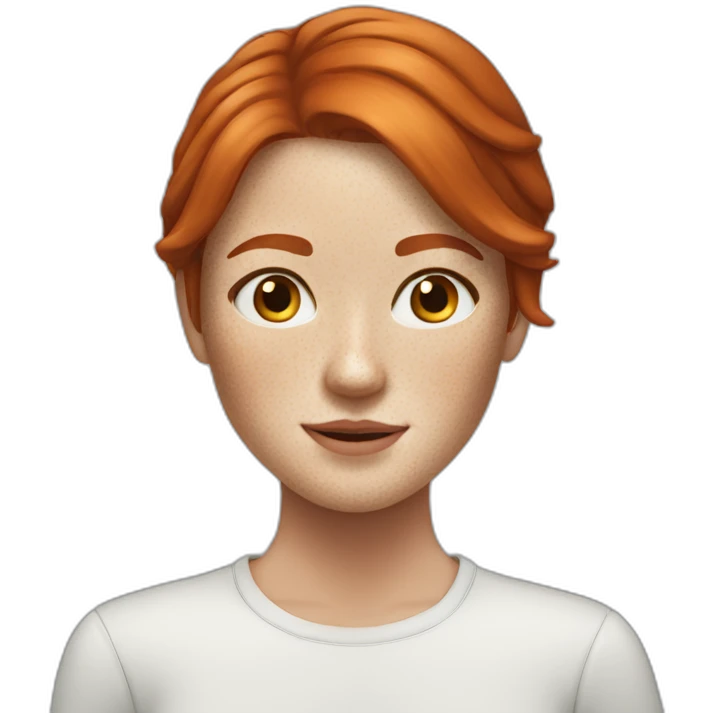 Redhead woman freckles Center parting emoji