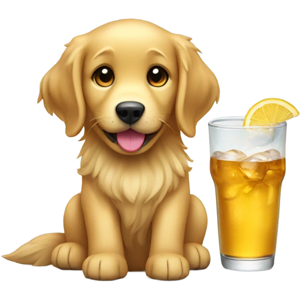 Golden retriever with a drink emoji