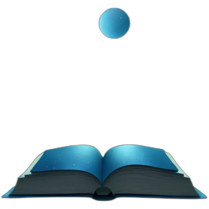 blue book with cover picturing night sky in forest emoji