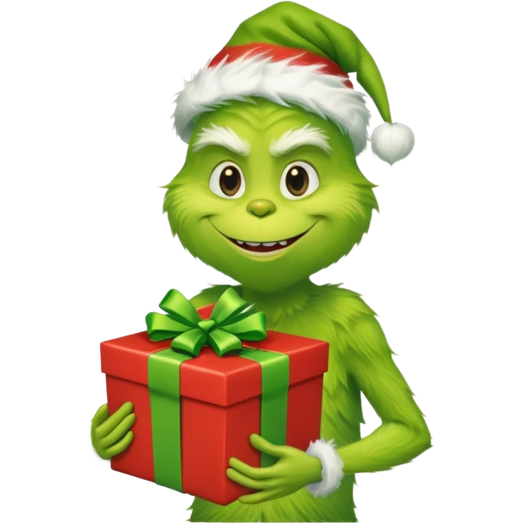 Grinch with present emoji