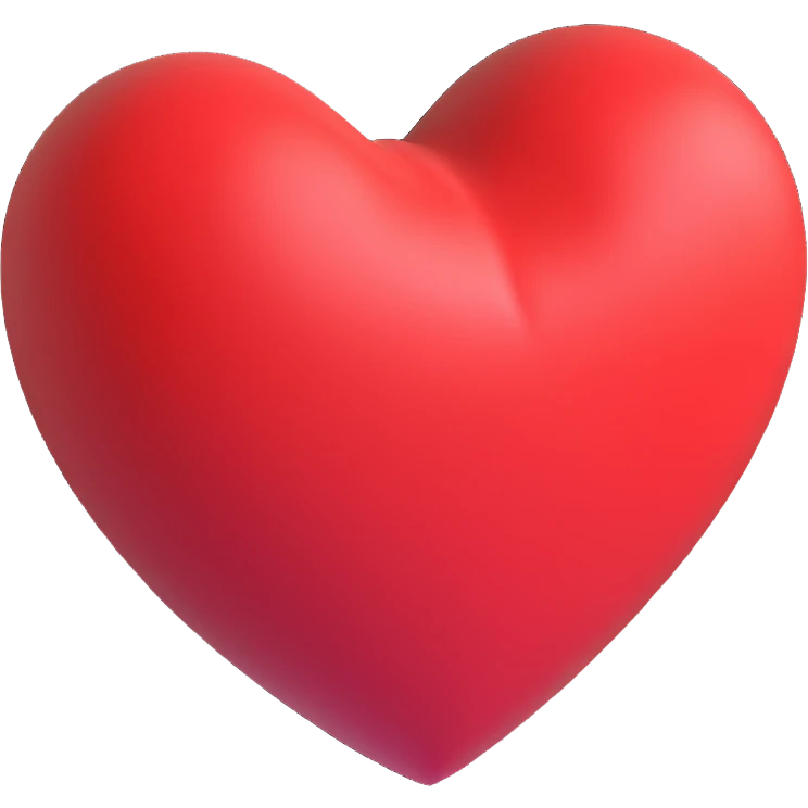 3D heart, red color, Microsoft 3D emoji style emoji