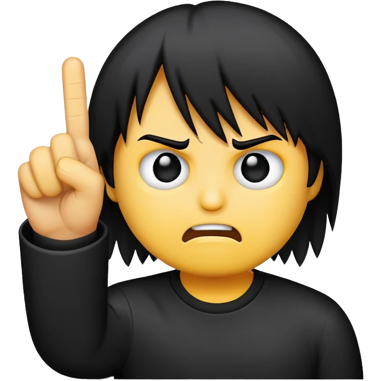 Emo emoji holding up middle fingef emoji