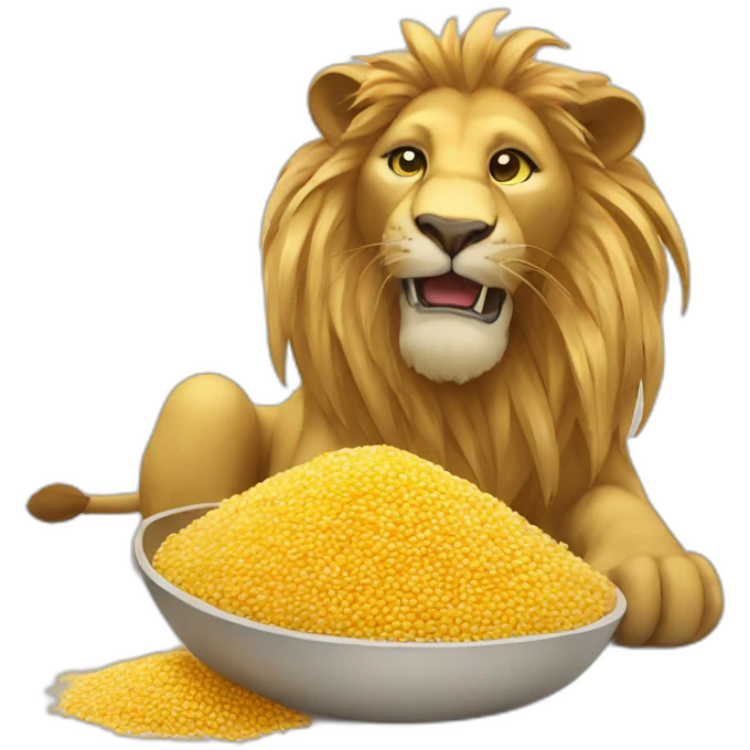 Lion pours millet emoji