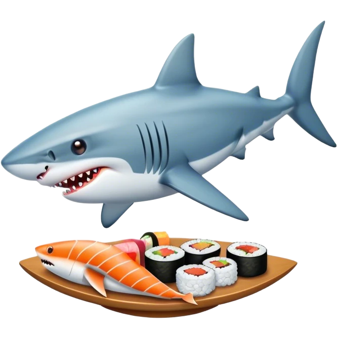 Shark with a sushi  emoji