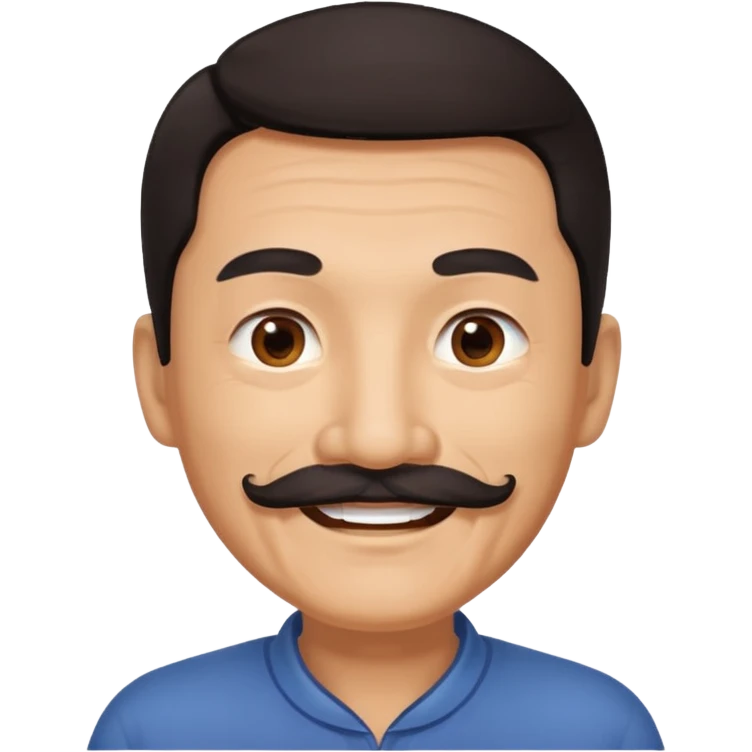Older Chinese man with dark hair and full mustache emoji