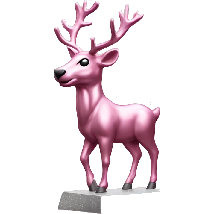 Reindeer statue made of pink shiny metal emoji