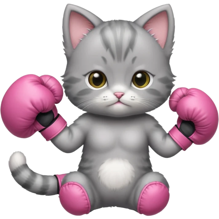 Happy Gray baby girl kitten boxing  emoji