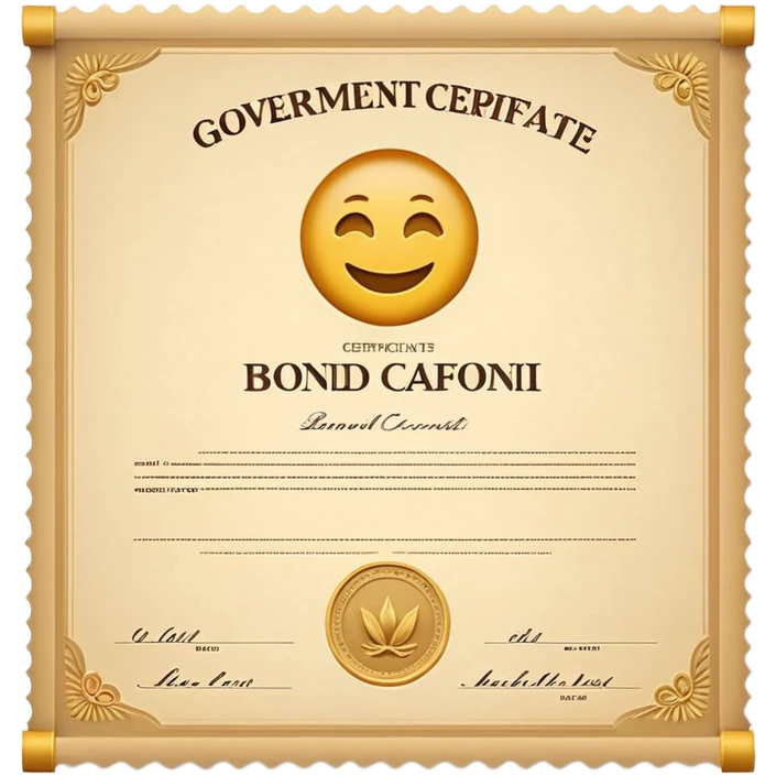Minimalistic 3D emoji style government bond certificate, rolled parchment document without ribbon, clean beige paper, subtle texture, financial document look, simple shading, soft shadow, isolated on transparent background, professional, modern emoji design, no festive elements, no bow emoji