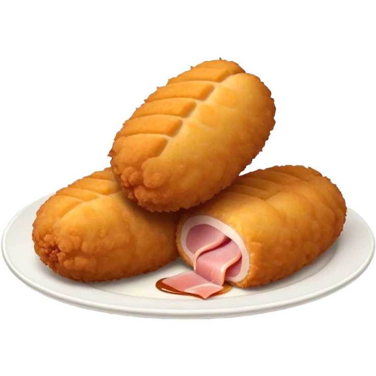 Cinematic Realistic Croquetas Dish Emoji, showcasing crispy, creamy croquettes filled with ham or chicken rendered with lifelike textures and appetizing, dynamic lighting. emoji