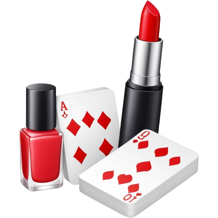 emoji of playing cards with illustrations of lipstick, serum and hand cream on them
 emoji