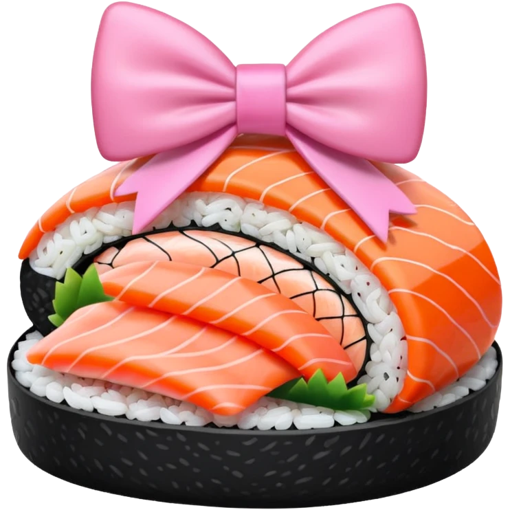 sushi rosa con un lazo rosa emoji