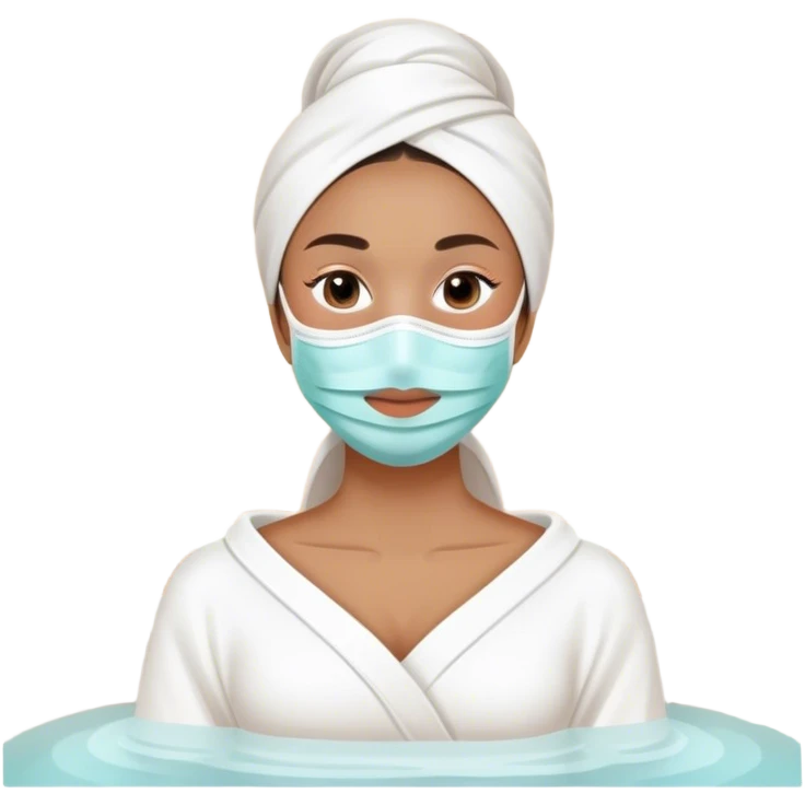 Lady with face mask spa beauty full face relaxing emoji