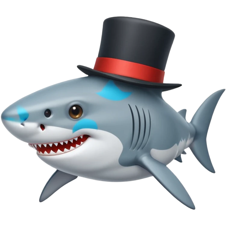 Shark with a top hat emoji