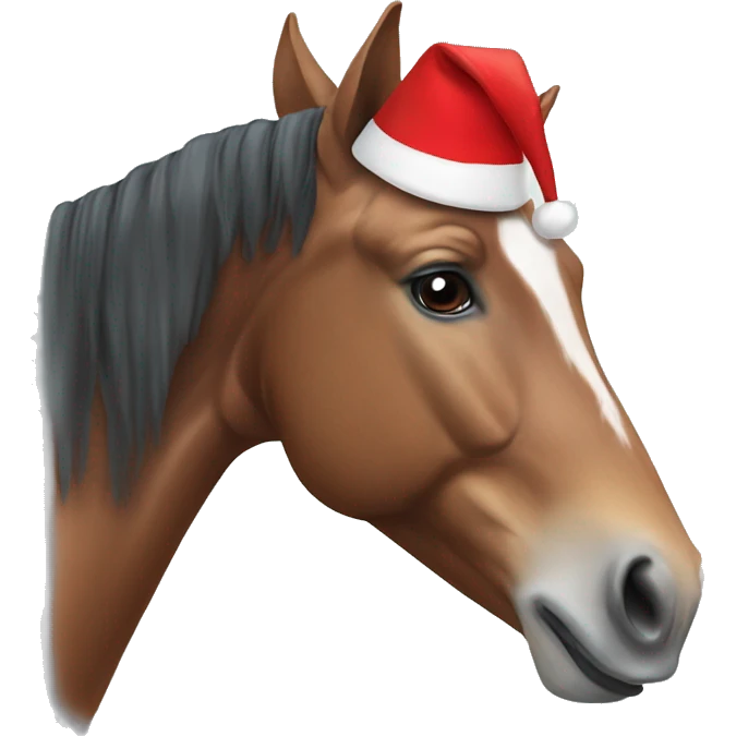 Horse with Christmas hat emoji