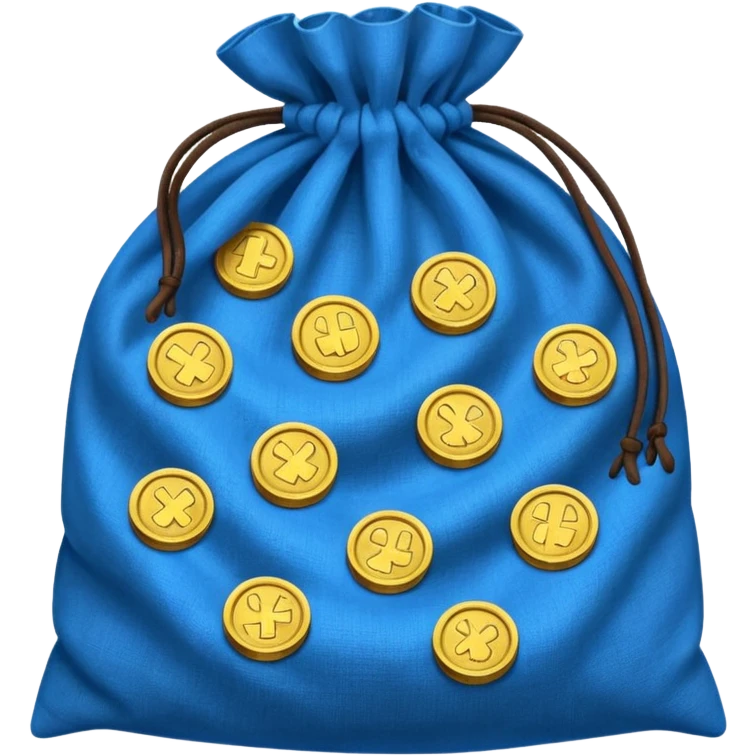 blue coins inside a bag  emoji