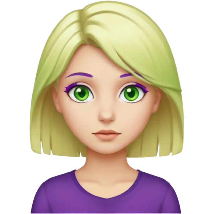 Blond and purple hair girl with green eyes emoji