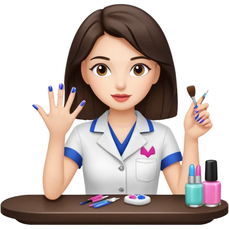 Brunette Girl getting a manicure at nail salon wind club emoji