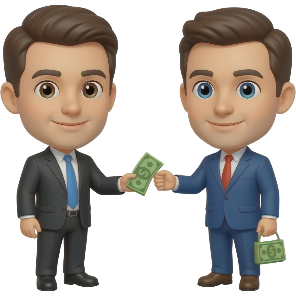 Two Men dealing money each other emoji