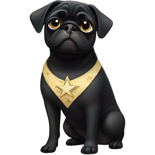 Black pug a Jewish star dress emoji
