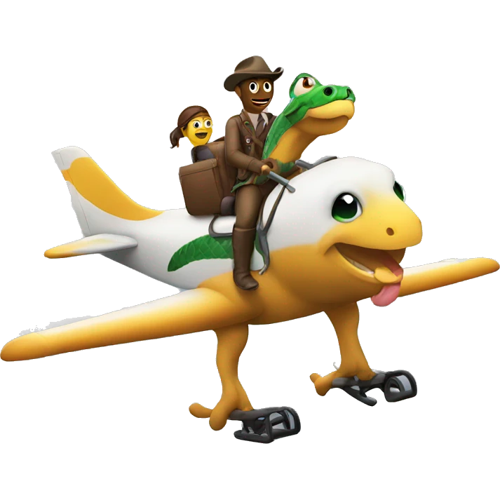 Snake riding a horse on a plane emoji