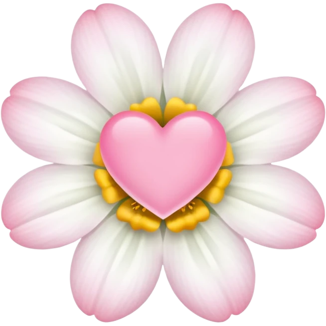 white flower with mini pink heart center emoji